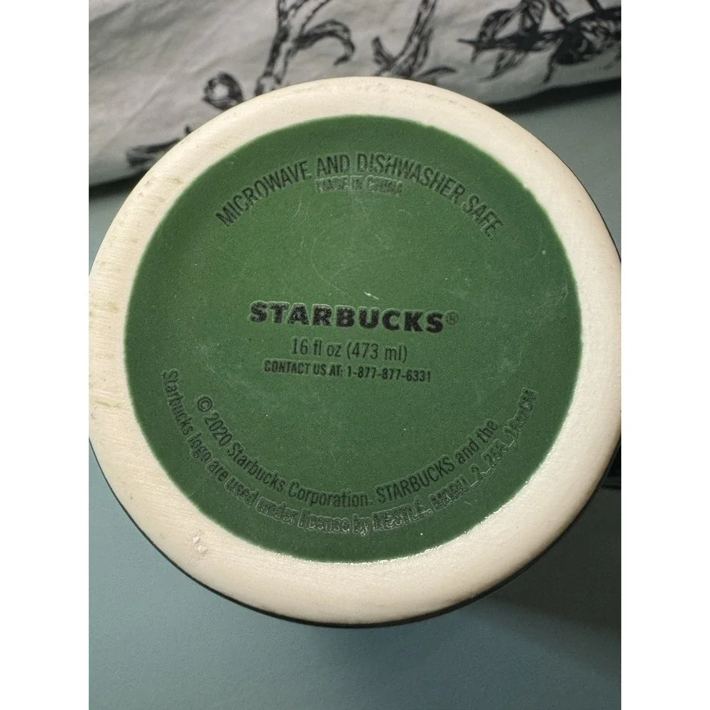 Hunter Green Starbucks Tall Ceramic 2020 Holiday Collection Mug Fir Trees 16 oz